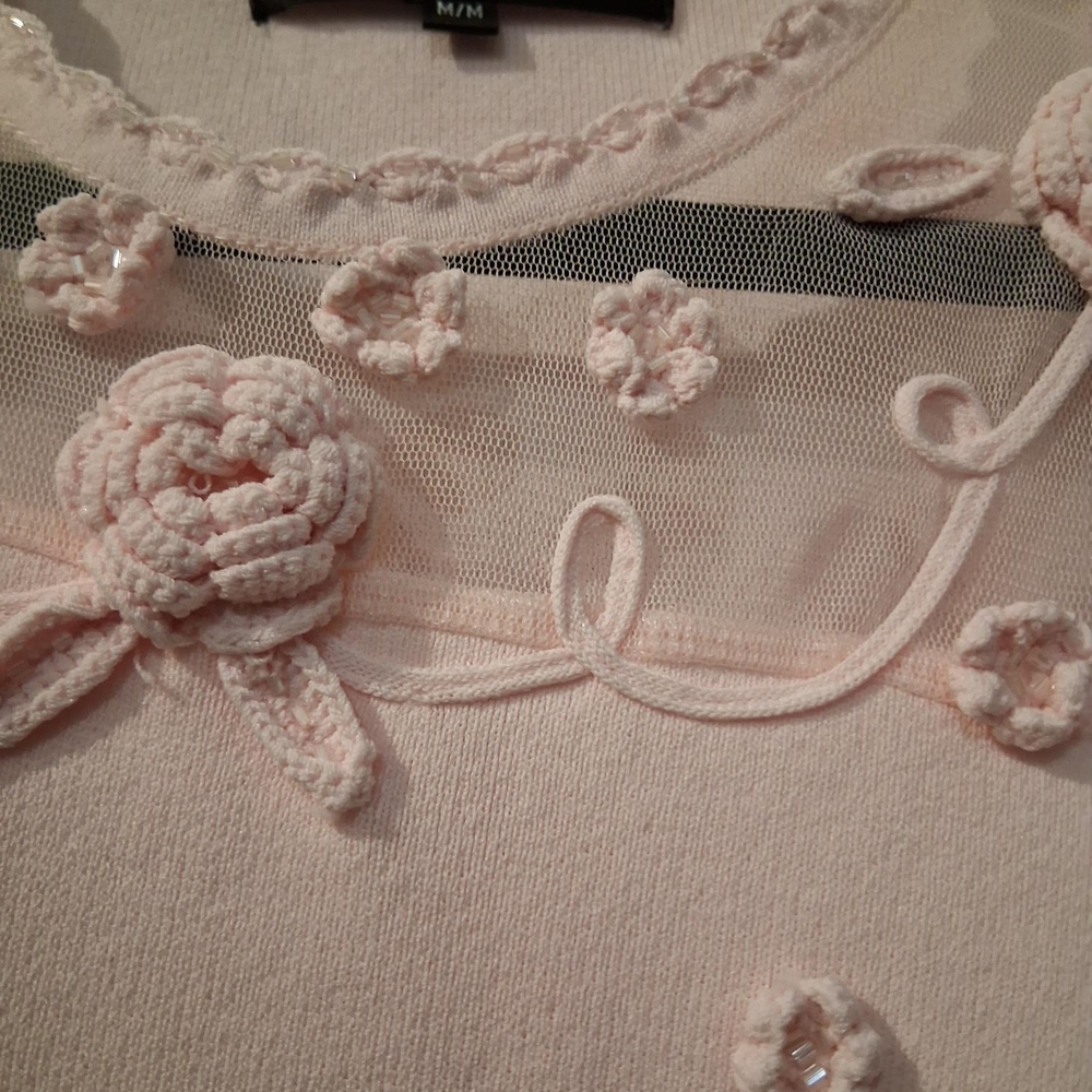 Elegant Pink Floral Knit Top